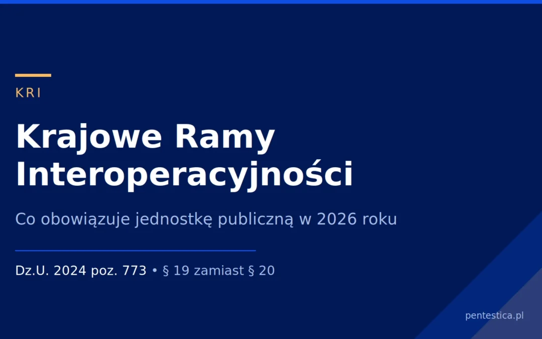 Plansza tytułowa wpisu o Krajowych Ramach Interoperacyjności z oznaczeniem rozporządzenia Dz.U. 2024 poz. 773 i informacją, że system zarządzania bezpieczeństwem informacji opisuje dziś paragraf 19, a nie paragraf 20.